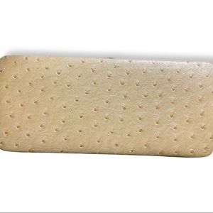 Tan genuine ostrich leather X-Large vintage clutch wallet